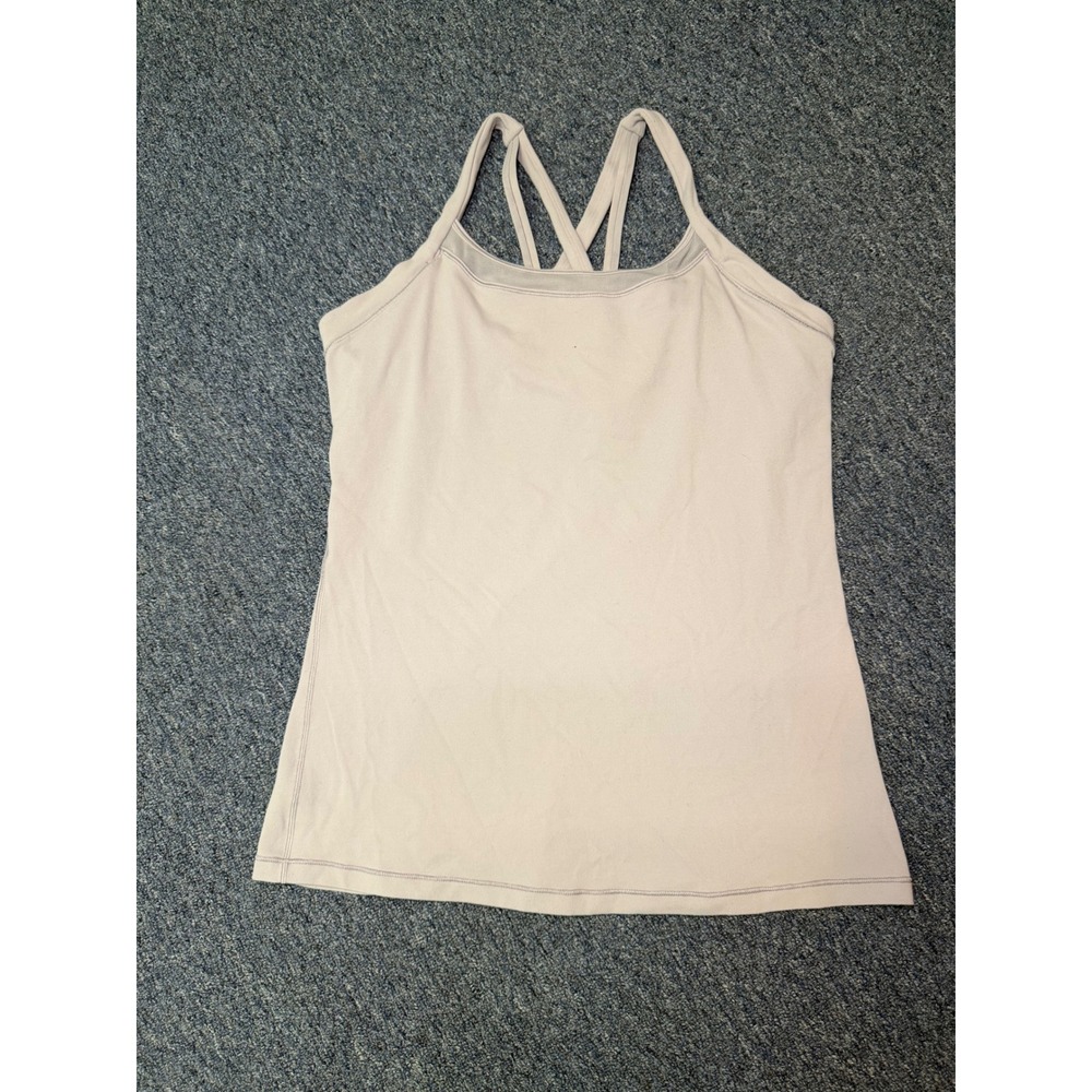 Lululemon Power Y Tank Top Built In Bra Strappy Racerback Mauve Pink Womens